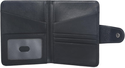 Polare Full Grain Leather Slim and Soft RFID Blocking wallet For Men Snap Bifold Travel Wallet Passport Holders 2 Passports (Dark Brown)