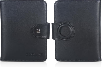 Polare Full Grain Leather Slim and Soft RFID Blocking wallet For Men Snap Bifold Travel Wallet Passport Holders 2 Passports (Dark Brown)