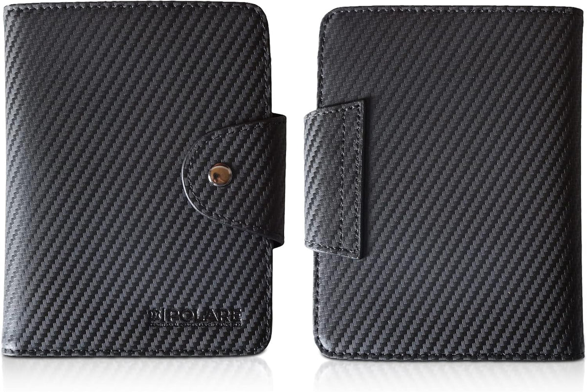Polare Full Grain Leather Slim and Soft RFID Blocking wallet For Men Snap Bifold Travel Wallet Passport Holders 2 Passports (Dark Brown)