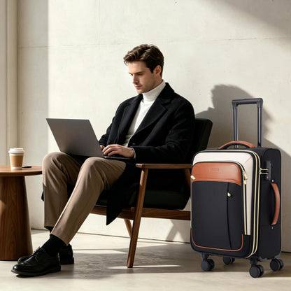 Softside Expandable Carry On Luggage, 20in Carry on Suitcase with Wheels | 22x14x9 Airline Approved Luggage with TSA Lock/Front-Access 15.6in Device Compartment/4 Packing Bags For Travel Business Trip