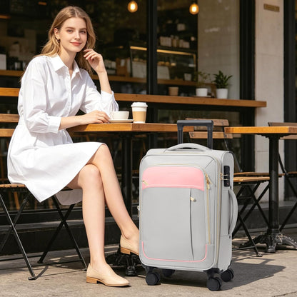 Softside Expandable Carry On Luggage, 20in Carry on Suitcase with Wheels | 22x14x9 Airline Approved Luggage with TSA Lock/Front-Access 15.6in Device Compartment/4 Packing Bags For Travel Business Trip