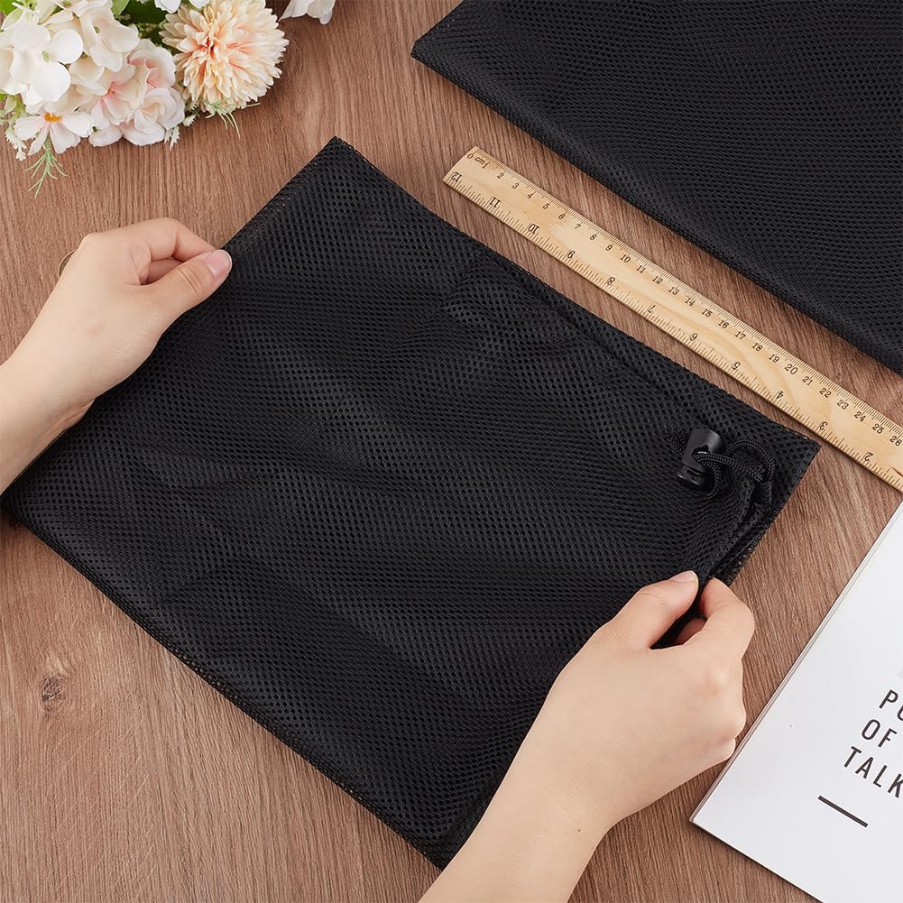 2Pcs Mesh Laundry Bags 62x49cm Drawstring Organizer Washing Bags Black Reusable Machine Washable Net Pouch Sack Case for Underwear Socks Delicates Clothes Home Travel Hotel Supplies