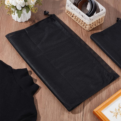 2Pcs Mesh Laundry Bags 62x49cm Drawstring Organizer Washing Bags Black Reusable Machine Washable Net Pouch Sack Case for Underwear Socks Delicates Clothes Home Travel Hotel Supplies