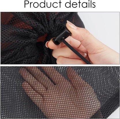 2Pcs Mesh Laundry Bags 62x49cm Drawstring Organizer Washing Bags Black Reusable Machine Washable Net Pouch Sack Case for Underwear Socks Delicates Clothes Home Travel Hotel Supplies