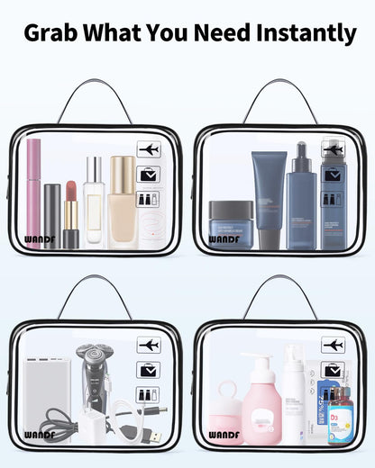 TSA Approved Toiletry Bag, 2 Pack Clear Makeup Bag | Quart Size, Airport Carry-On, TSA Liquids Travel Bag, Clear PVC, Women Men Travel Essentials