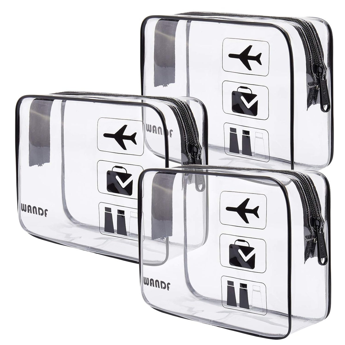 TSA Approved Toiletry Bag, 2 Pack Clear Makeup Bag | Quart Size, Airport Carry-On, TSA Liquids Travel Bag, Clear PVC, Women Men Travel Essentials