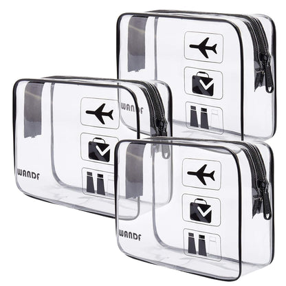 TSA Approved Toiletry Bag, 2 Pack Clear Makeup Bag | Quart Size, Airport Carry-On, TSA Liquids Travel Bag, Clear PVC, Women Men Travel Essentials
