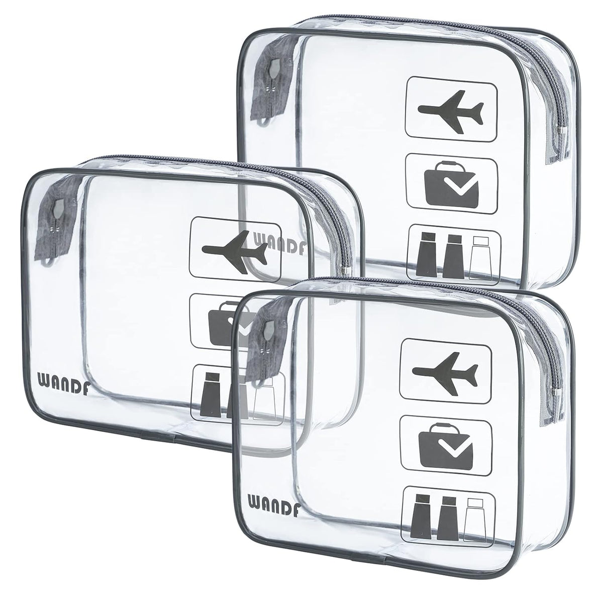TSA Approved Toiletry Bag, 2 Pack Clear Makeup Bag | Quart Size, Airport Carry-On, TSA Liquids Travel Bag, Clear PVC, Women Men Travel Essentials