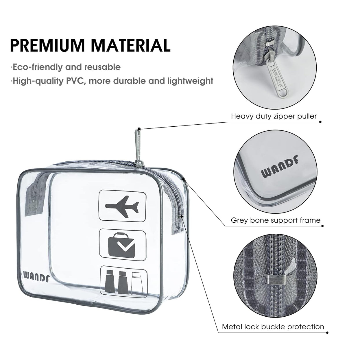 TSA Approved Toiletry Bag, 2 Pack Clear Makeup Bag | Quart Size, Airport Carry-On, TSA Liquids Travel Bag, Clear PVC, Women Men Travel Essentials