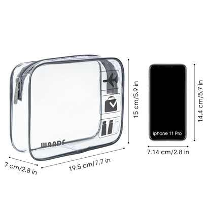 TSA Approved Toiletry Bag, 2 Pack Clear Makeup Bag | Quart Size, Airport Carry-On, TSA Liquids Travel Bag, Clear PVC, Women Men Travel Essentials