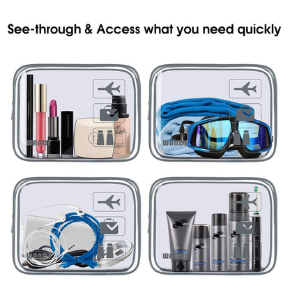 TSA Approved Toiletry Bag, 2 Pack Clear Makeup Bag | Quart Size, Airport Carry-On, TSA Liquids Travel Bag, Clear PVC, Women Men Travel Essentials