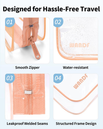 TSA Approved Toiletry Bag, 2 Pack Clear Makeup Bag | Quart Size, Airport Carry-On, TSA Liquids Travel Bag, Clear PVC, Women Men Travel Essentials