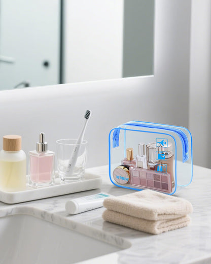 TSA Approved Toiletry Bag, 2 Pack Clear Makeup Bag | Quart Size, Airport Carry-On, TSA Liquids Travel Bag, Clear PVC, Women Men Travel Essentials