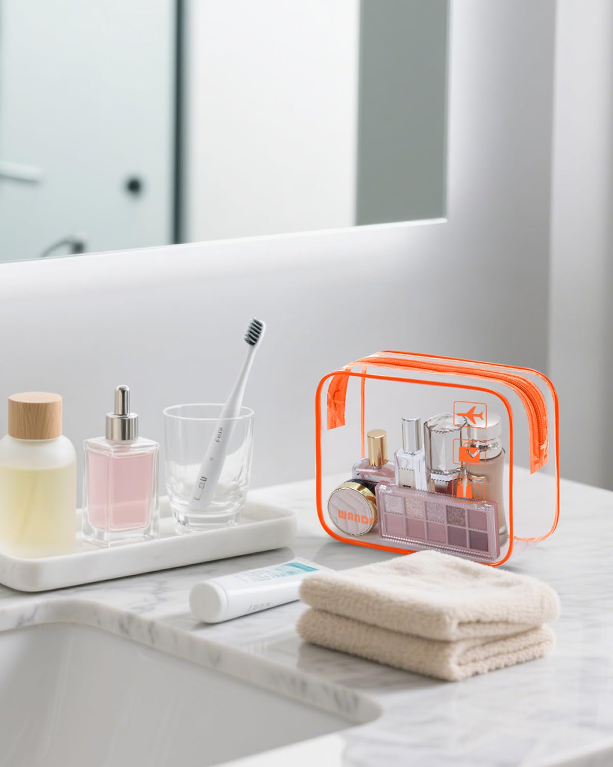 TSA Approved Toiletry Bag, 2 Pack Clear Makeup Bag | Quart Size, Airport Carry-On, TSA Liquids Travel Bag, Clear PVC, Women Men Travel Essentials
