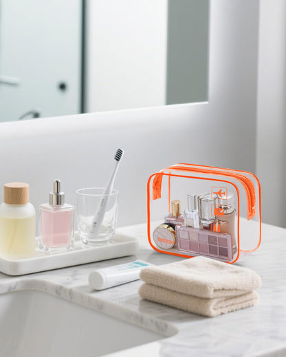 TSA Approved Toiletry Bag, 2 Pack Clear Makeup Bag | Quart Size, Airport Carry-On, TSA Liquids Travel Bag, Clear PVC, Women Men Travel Essentials