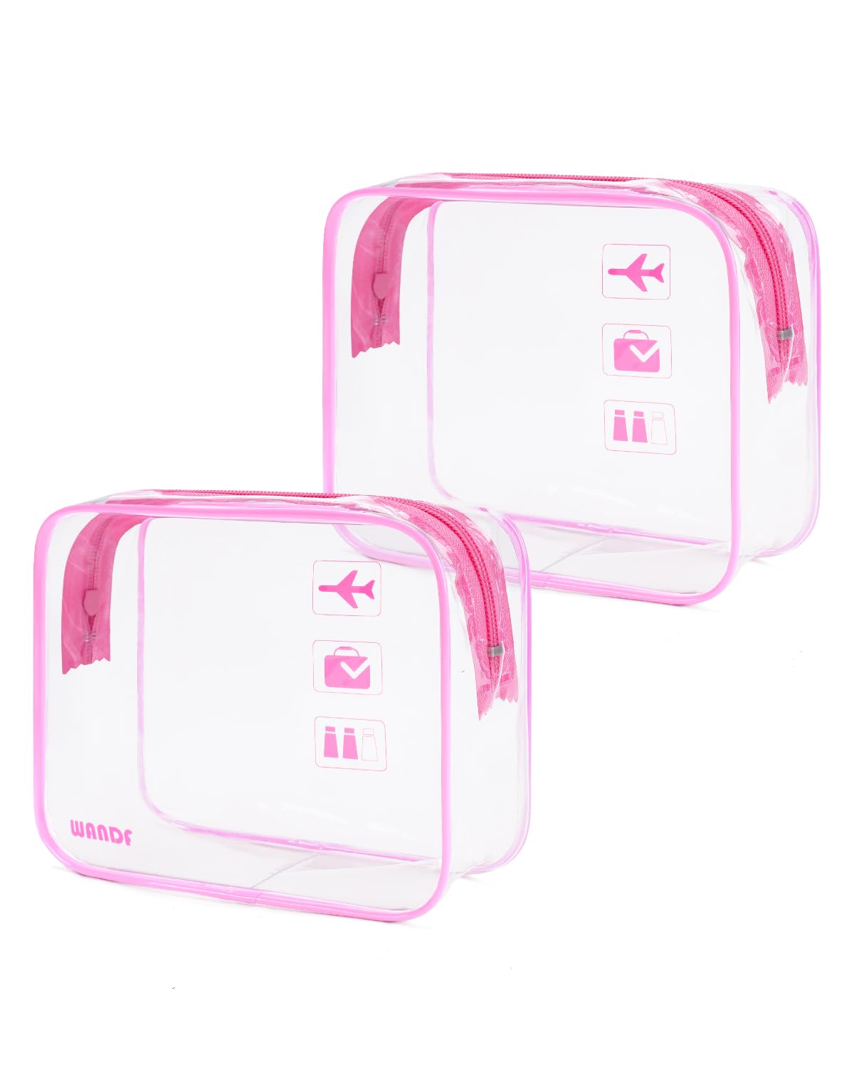 TSA Approved Toiletry Bag, 2 Pack Clear Makeup Bag | Quart Size, Airport Carry-On, TSA Liquids Travel Bag, Clear PVC, Women Men Travel Essentials
