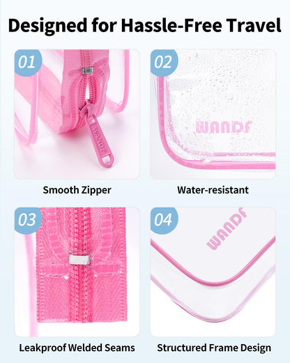 TSA Approved Toiletry Bag, 2 Pack Clear Makeup Bag | Quart Size, Airport Carry-On, TSA Liquids Travel Bag, Clear PVC, Women Men Travel Essentials
