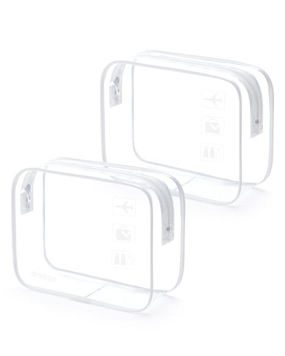 TSA Approved Toiletry Bag, 2 Pack Clear Makeup Bag | Quart Size, Airport Carry-On, TSA Liquids Travel Bag, Clear PVC, Women Men Travel Essentials