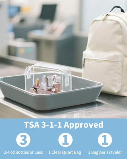 TSA Approved Toiletry Bag, 2 Pack Clear Makeup Bag | Quart Size, Airport Carry-On, TSA Liquids Travel Bag, Clear PVC, Women Men Travel Essentials
