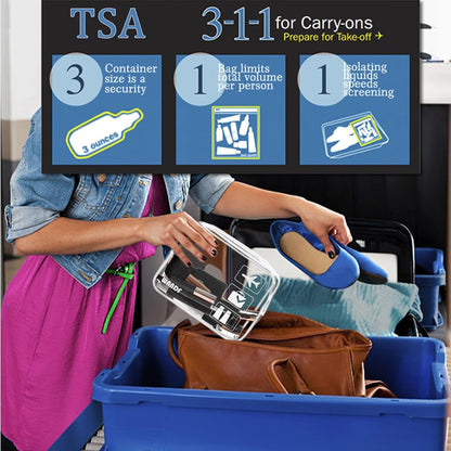 TSA Approved Toiletry Bag, 2 Pack Clear Makeup Bag | Quart Size, Airport Carry-On, TSA Liquids Travel Bag, Clear PVC, Women Men Travel Essentials