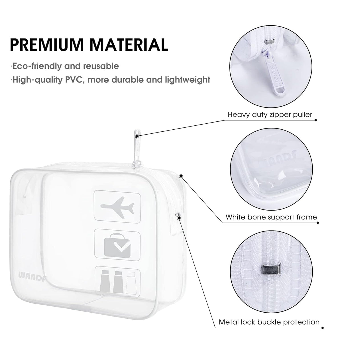 TSA Approved Toiletry Bag, 2 Pack Clear Makeup Bag | Quart Size, Airport Carry-On, TSA Liquids Travel Bag, Clear PVC, Women Men Travel Essentials