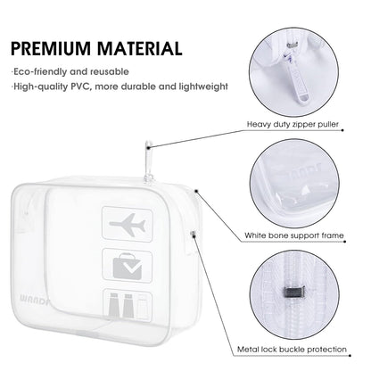 TSA Approved Toiletry Bag, 2 Pack Clear Makeup Bag | Quart Size, Airport Carry-On, TSA Liquids Travel Bag, Clear PVC, Women Men Travel Essentials