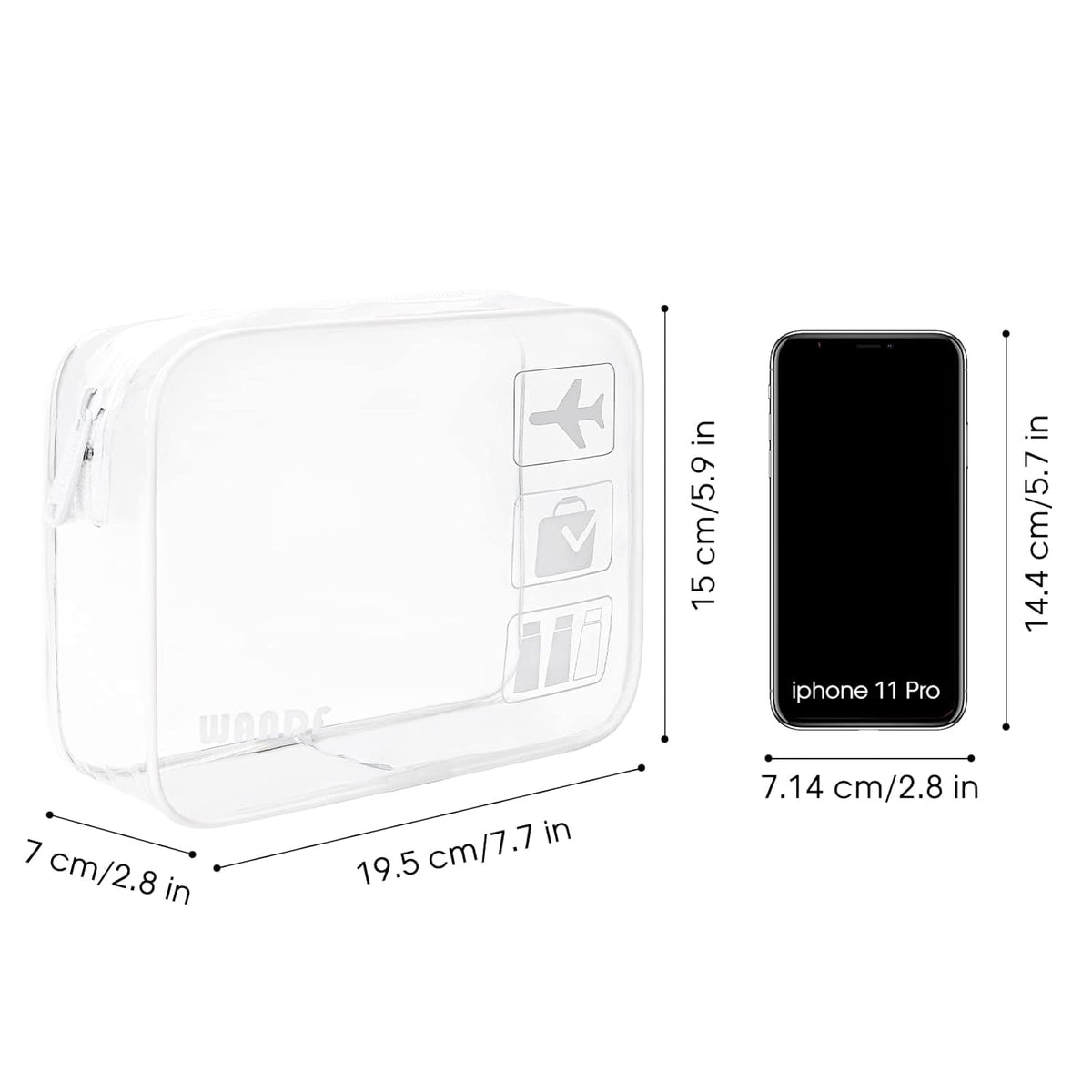 TSA Approved Toiletry Bag, 2 Pack Clear Makeup Bag | Quart Size, Airport Carry-On, TSA Liquids Travel Bag, Clear PVC, Women Men Travel Essentials