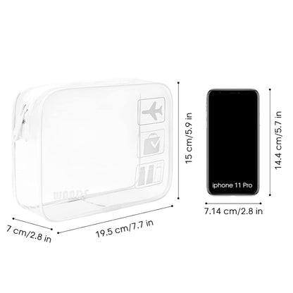 TSA Approved Toiletry Bag, 2 Pack Clear Makeup Bag | Quart Size, Airport Carry-On, TSA Liquids Travel Bag, Clear PVC, Women Men Travel Essentials