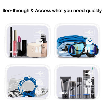 TSA Approved Toiletry Bag, 2 Pack Clear Makeup Bag | Quart Size, Airport Carry-On, TSA Liquids Travel Bag, Clear PVC, Women Men Travel Essentials