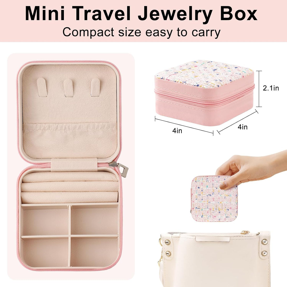 Stylish Portable Mini jewelry box, Travel jewelry organizer (Purple) | Travel jewelry case with cotton yarn knitting top, Thank you gifts for women, Birthday gifts for girls.