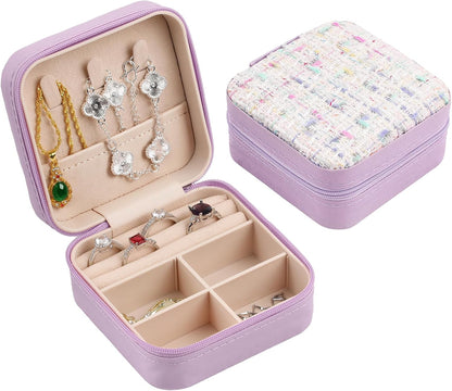Stylish Portable Mini jewelry box, Travel jewelry organizer (Purple) | Travel jewelry case with cotton yarn knitting top, Thank you gifts for women, Birthday gifts for girls.