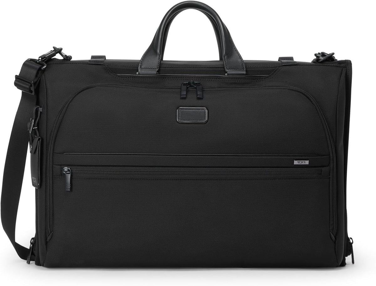 Alpha Tri-Fold Garment Bag Carry-On - Dress or Suit Bag for Men and Women - Midnight Black