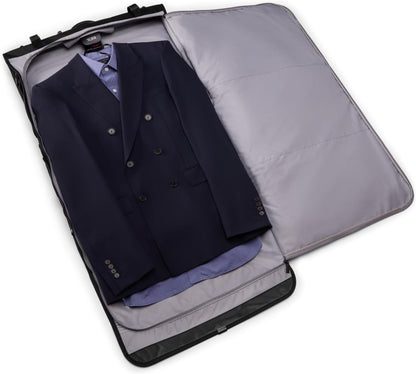Alpha Tri-Fold Garment Bag Carry-On - Dress or Suit Bag for Men and Women - Midnight Black