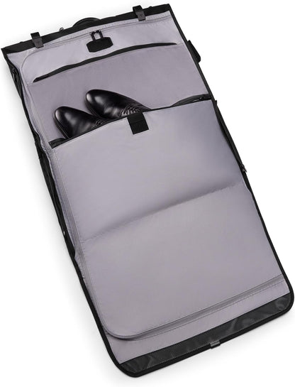 Alpha Tri-Fold Garment Bag Carry-On - Dress or Suit Bag for Men and Women - Midnight Black
