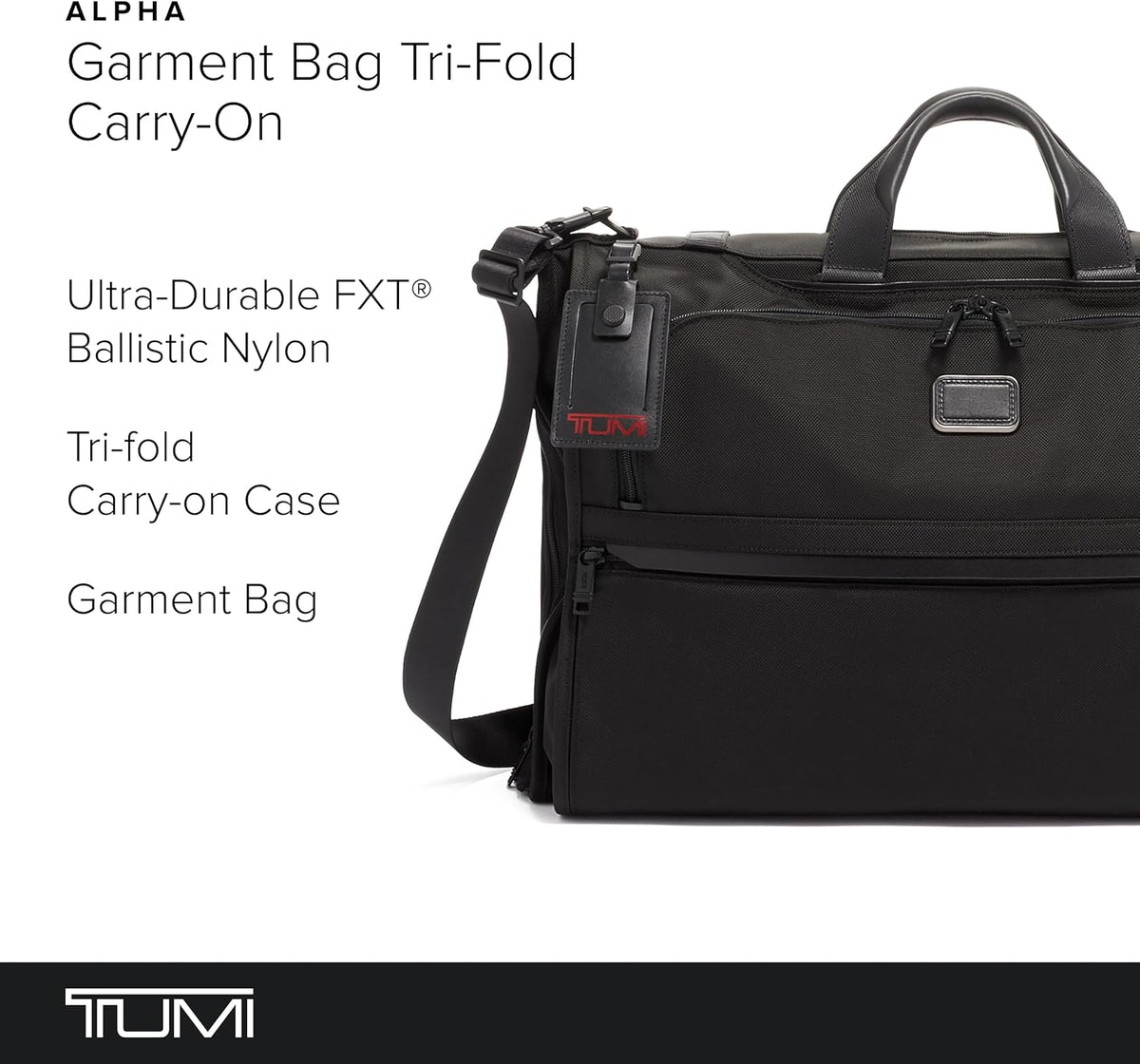 Alpha Tri-Fold Garment Bag Carry-On - Dress or Suit Bag for Men and Women - Midnight Black