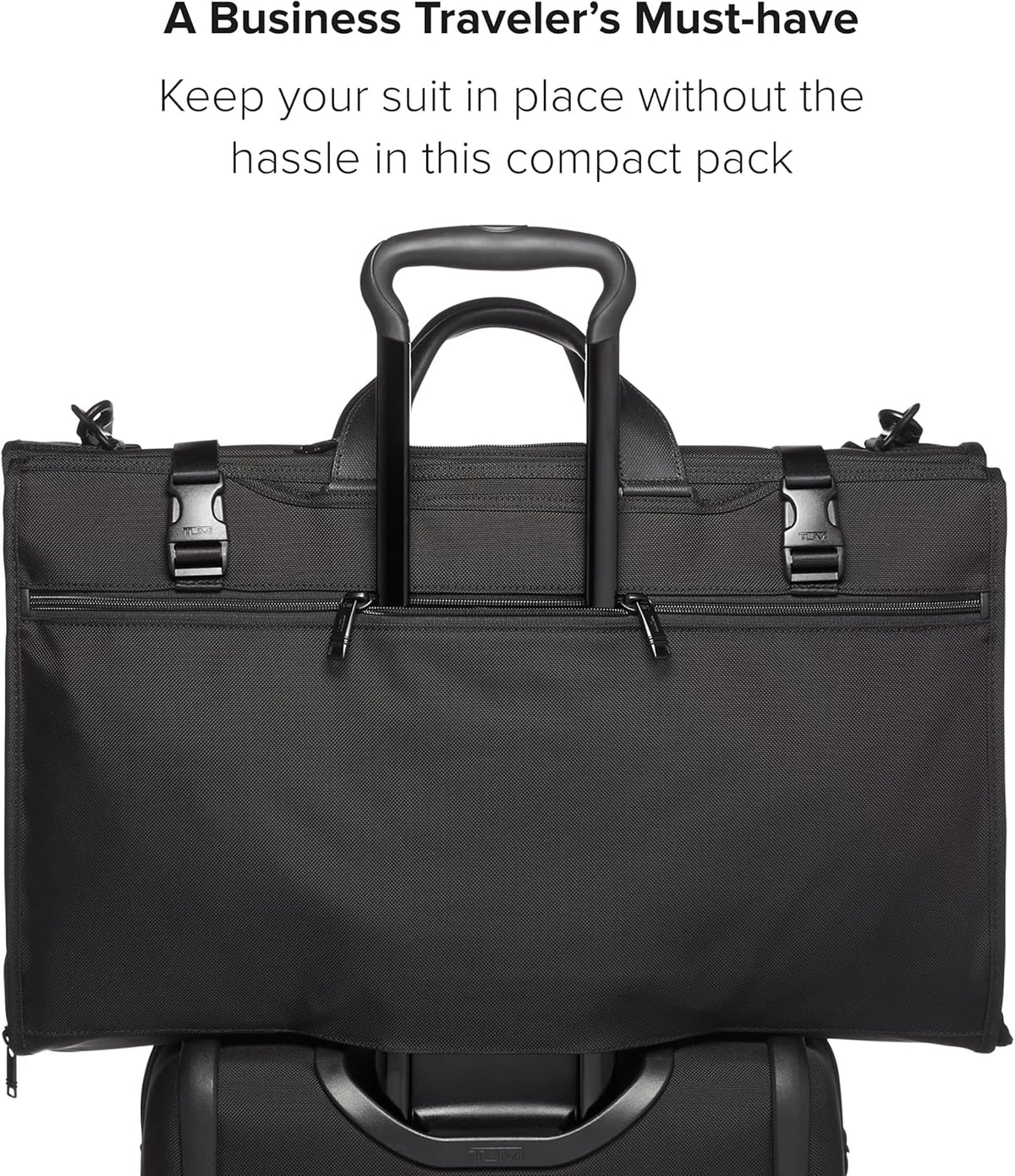 Alpha Tri-Fold Garment Bag Carry-On - Dress or Suit Bag for Men and Women - Midnight Black