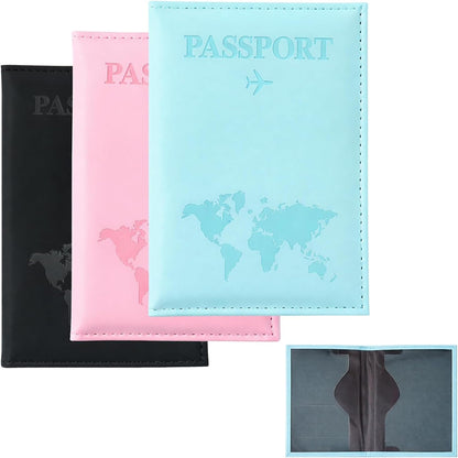 Passport Holder 3 Pack for Travel, PU Leather Passport Covers Pack | RFID Blocking Wallet Case, Travel Must Haves Accessories Document Organizer Book Holders for Women and Men
