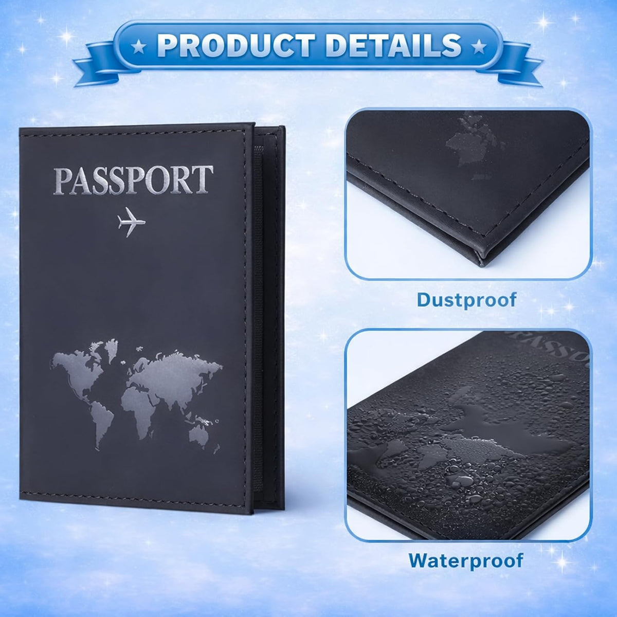 Passport Holder 3 Pack for Travel, PU Leather Passport Covers Pack | RFID Blocking Wallet Case, Travel Must Haves Accessories Document Organizer Book Holders for Women and Men