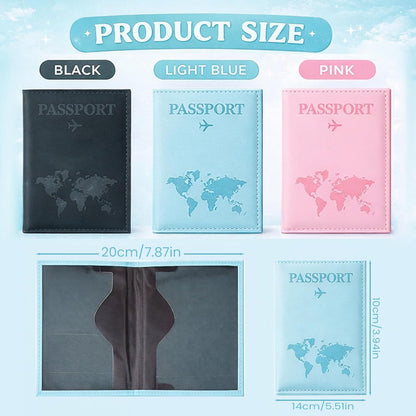 Passport Holder 3 Pack for Travel, PU Leather Passport Covers Pack | RFID Blocking Wallet Case, Travel Must Haves Accessories Document Organizer Book Holders for Women and Men