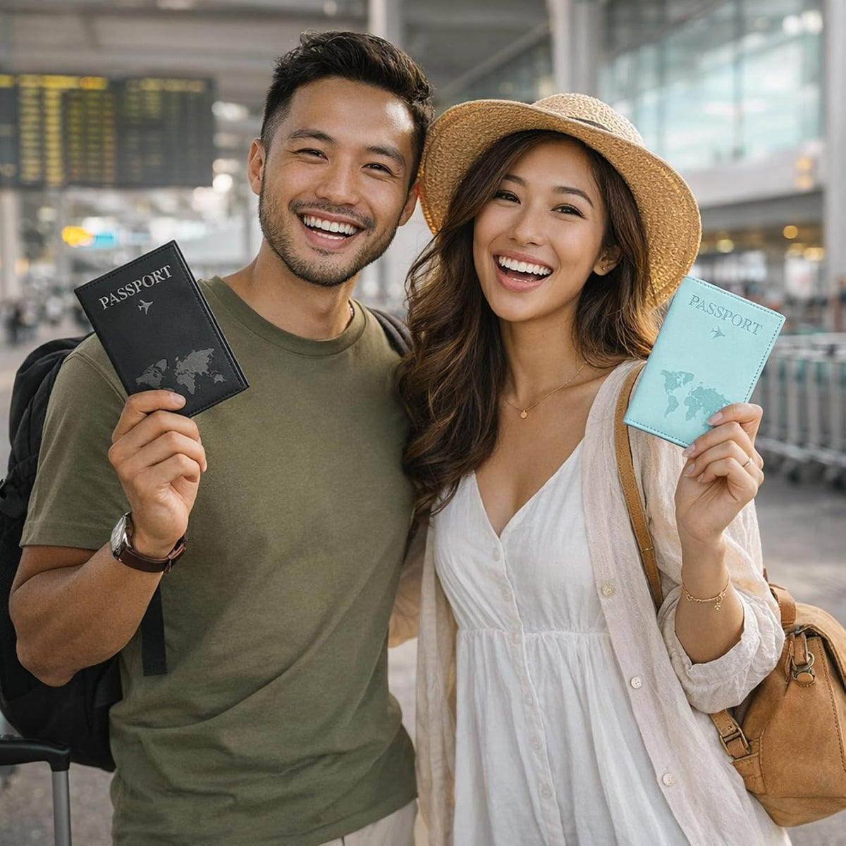 Passport Holder 3 Pack for Travel, PU Leather Passport Covers Pack | RFID Blocking Wallet Case, Travel Must Haves Accessories Document Organizer Book Holders for Women and Men