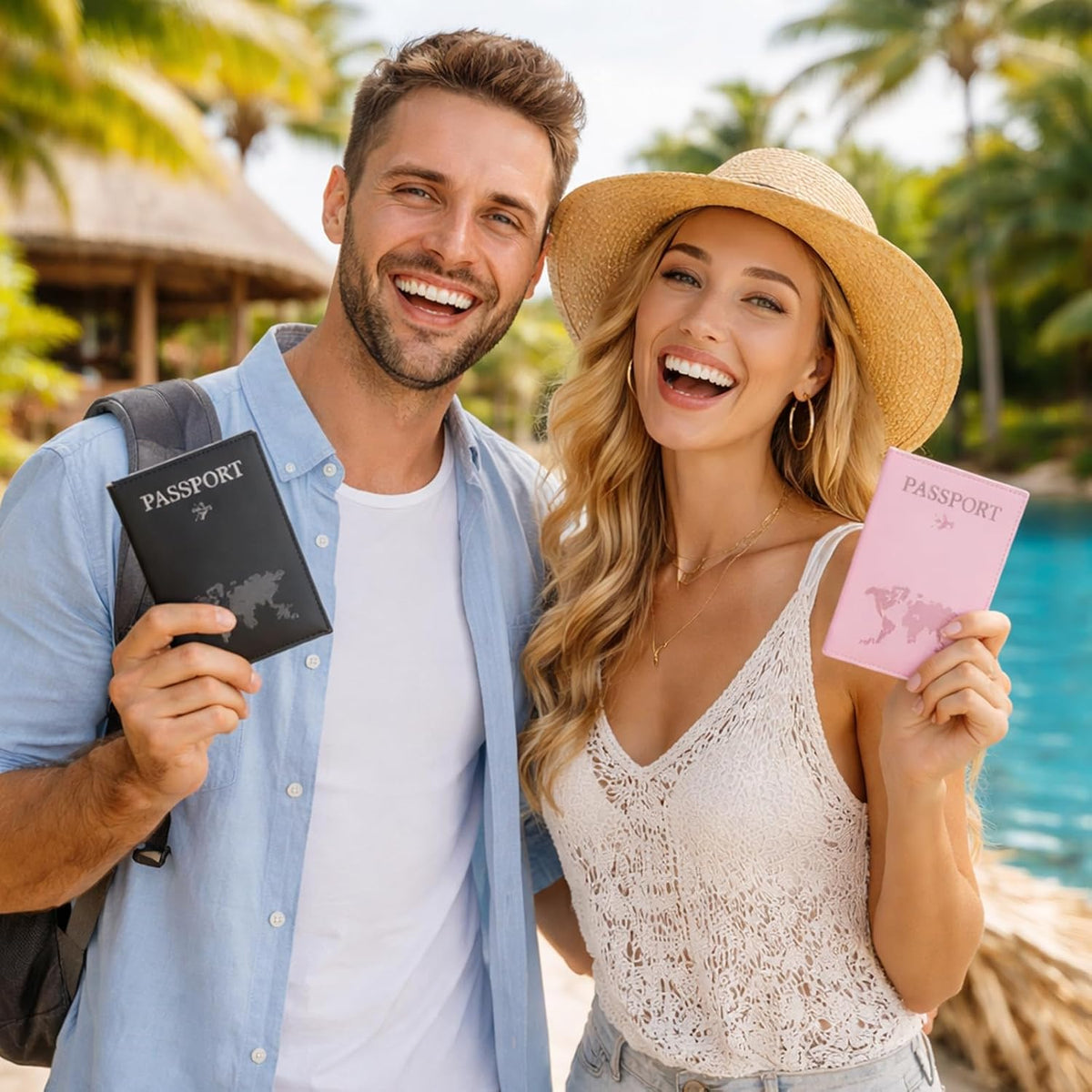 Passport Holder 3 Pack for Travel, PU Leather Passport Covers Pack | RFID Blocking Wallet Case, Travel Must Haves Accessories Document Organizer Book Holders for Women and Men