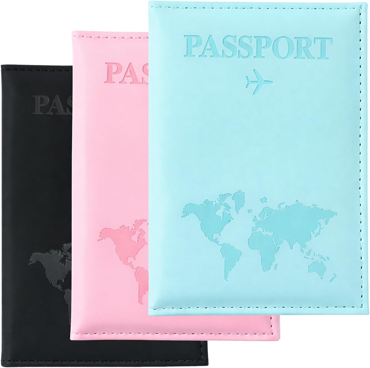 Passport Holder 3 Pack for Travel, PU Leather Passport Covers Pack | RFID Blocking Wallet Case, Travel Must Haves Accessories Document Organizer Book Holders for Women and Men