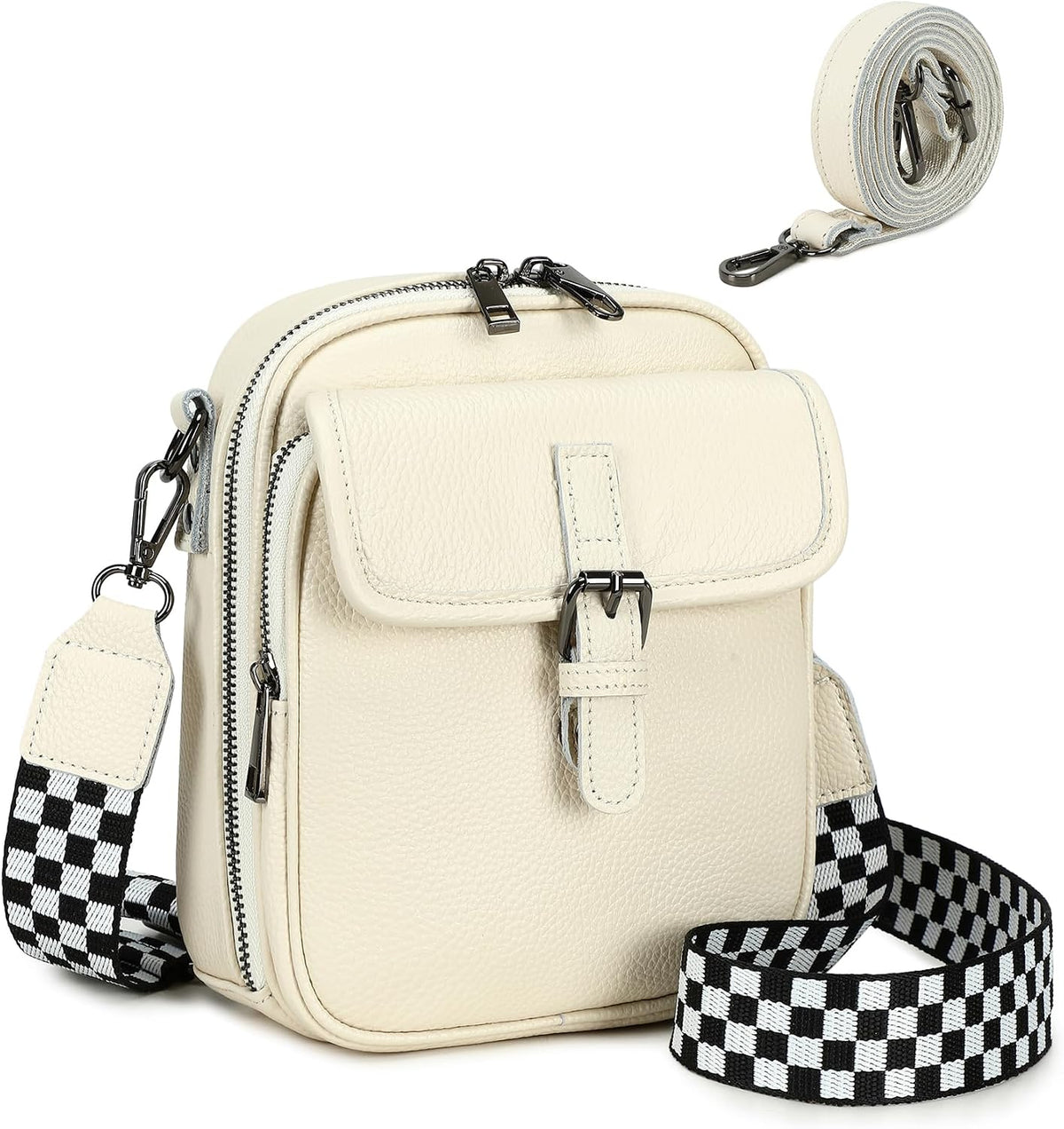 Genuine Leather Crossbody Bags for Women, RFID Blocking Anti Theft Phone Purse, Small Shoulder Bag with Wide Strap