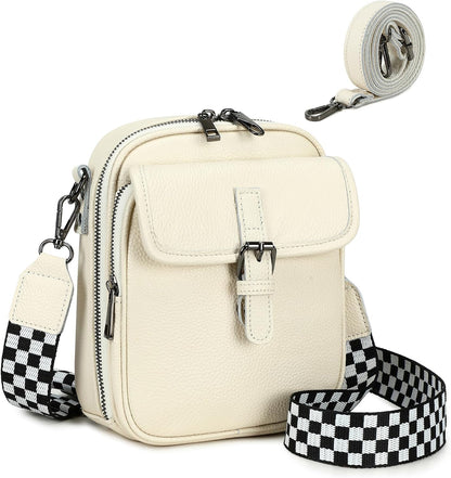 Genuine Leather Crossbody Bags for Women, RFID Blocking Anti Theft Phone Purse, Small Shoulder Bag with Wide Strap