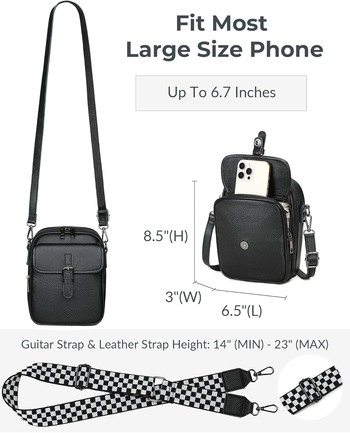 Genuine Leather Crossbody Bags for Women, RFID Blocking Anti Theft Phone Purse, Small Shoulder Bag with Wide Strap