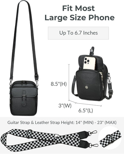 Genuine Leather Crossbody Bags for Women, RFID Blocking Anti Theft Phone Purse, Small Shoulder Bag with Wide Strap