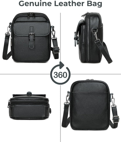 Genuine Leather Crossbody Bags for Women, RFID Blocking Anti Theft Phone Purse, Small Shoulder Bag with Wide Strap