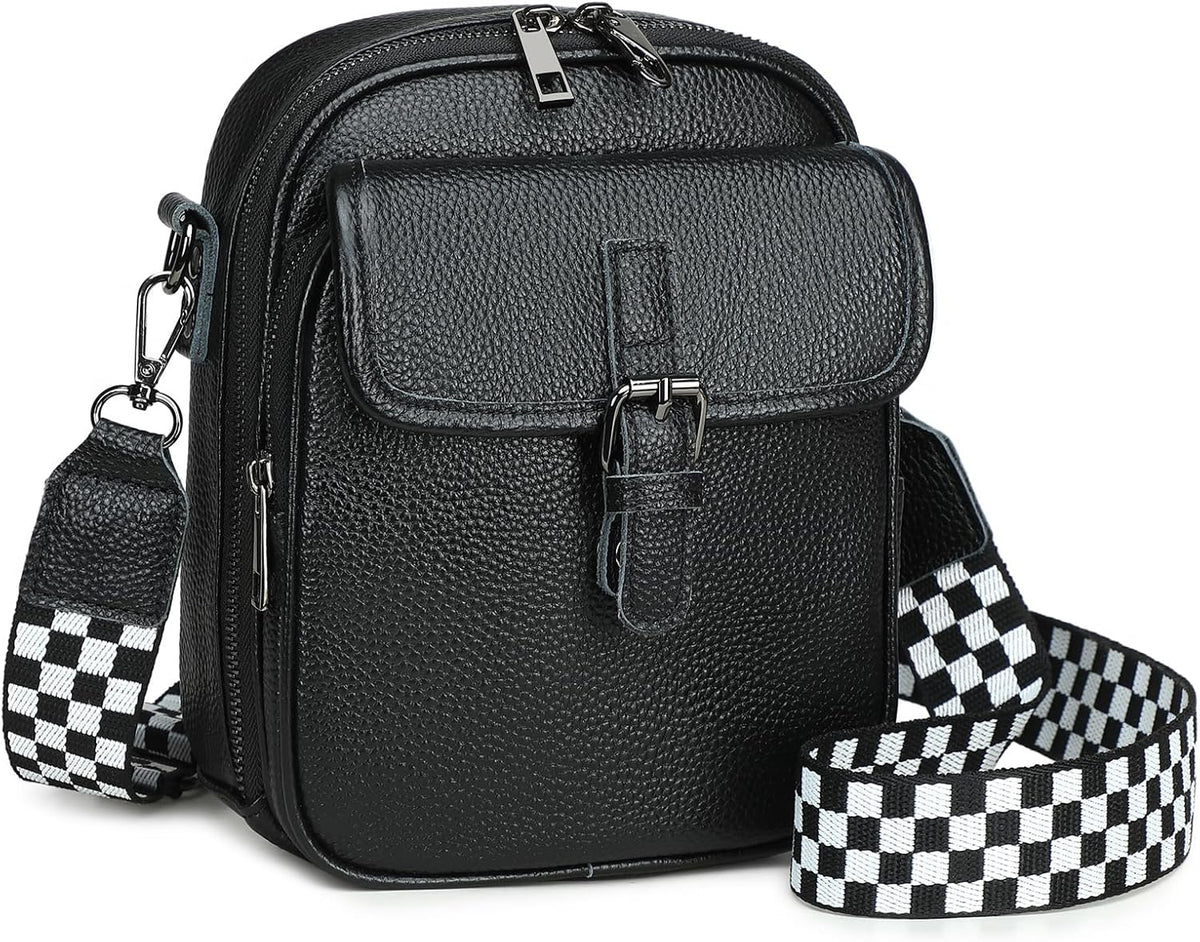 Genuine Leather Crossbody Bags for Women, RFID Blocking Anti Theft Phone Purse, Small Shoulder Bag with Wide Strap