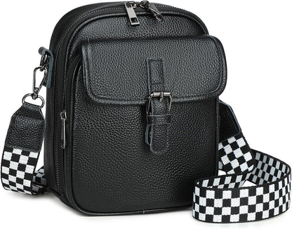 Genuine Leather Crossbody Bags for Women, RFID Blocking Anti Theft Phone Purse, Small Shoulder Bag with Wide Strap