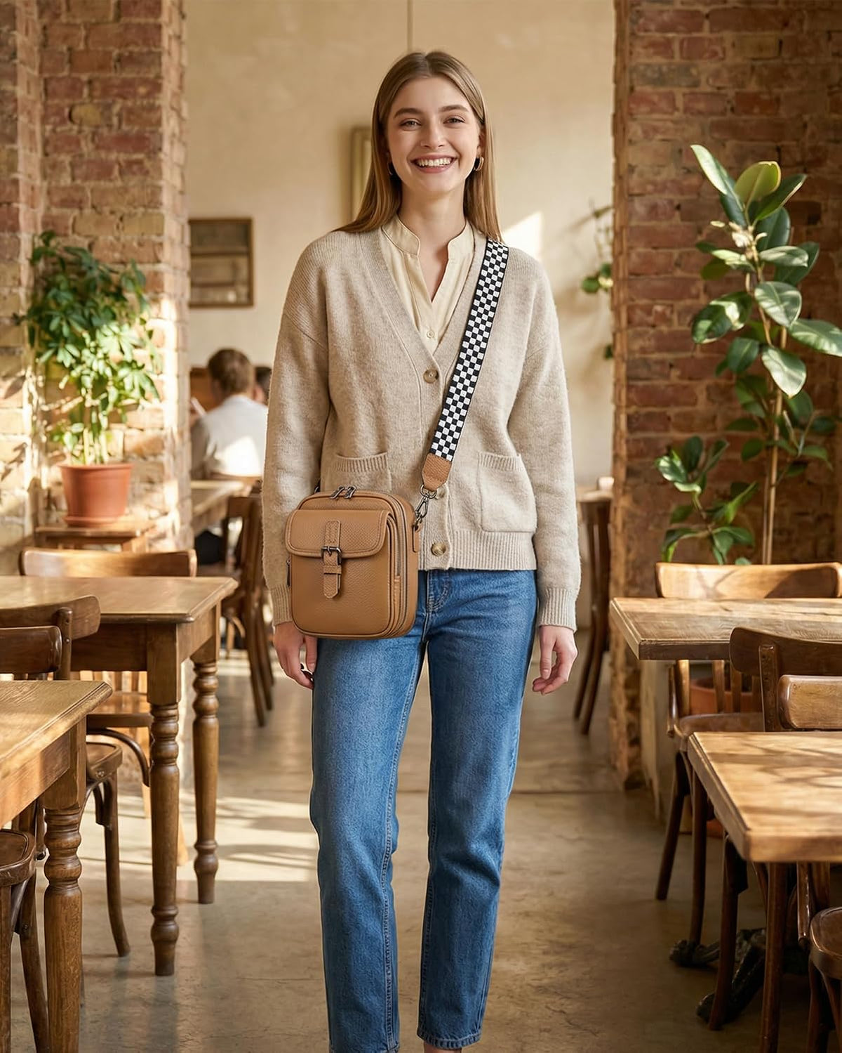Genuine Leather Crossbody Bags for Women, RFID Blocking Anti Theft Phone Purse, Small Shoulder Bag with Wide Strap